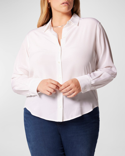 Shop Equipment Plus Size Essential Button-down Silk Blouse In Bright White