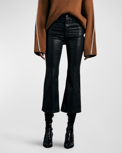 Shop Rag & Bone Casey Cropped Flared Jeans In Coated Blk