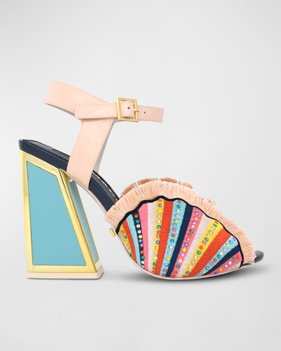 Kat Maconie Ariel Multicolored Beaded Ankle-strap Sandals In Sunscreen |  ModeSens