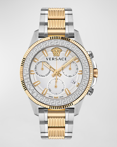 Shop Versace Men's Greca Action Two-tone Bracelet Watch, 45mm In Two Tone