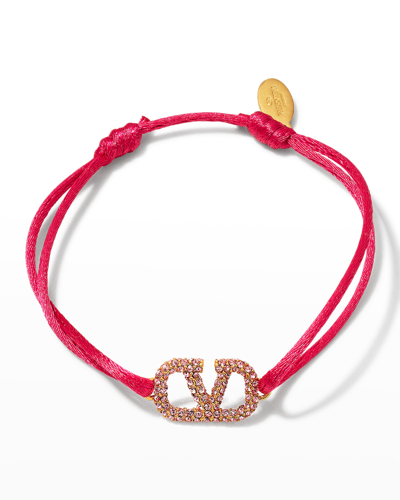 Shop Valentino Vlogo Crystal Cord Bracelet In O40 Feminine Ligh