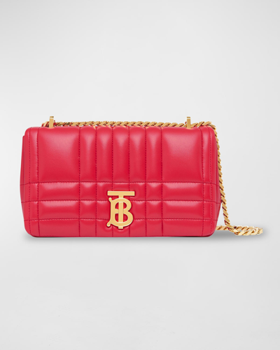 Shop Burberry Lola Small Quilted Leather Shoulder Bag In Bright Red