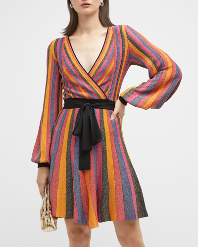 Shop Rebecca Vallance Marsha Stripe Metallic Mini Dress In Multi Stripe