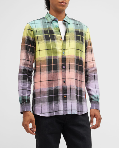 Shop Scotch & Soda Men's Gradient Check Flannel Sport Shirt In Combo A