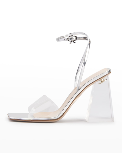 Shop Gianvito Rossi Transparent-heel Ankle-strap Sandals In Trasp Silver