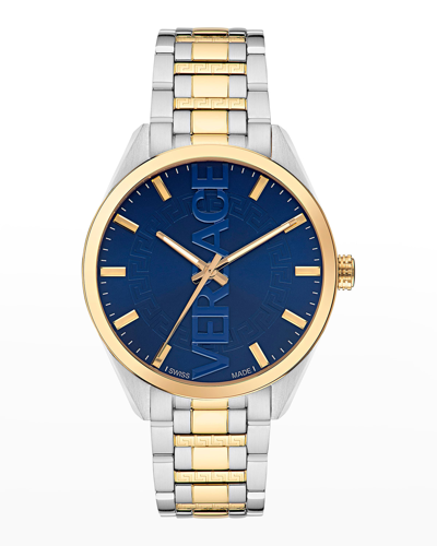 Shop Versace Men's V-vertical Two-tone Bracelet Watch, 42mm In Two Tone