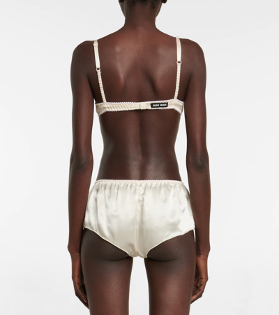 Miu Miu Underwired Satin Bra In Sabbia