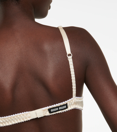 Miu Miu Underwired Satin Bra In Sabbia