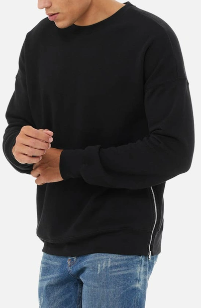 Shop Bella+canvas Side Zip Sweatshirt In Black