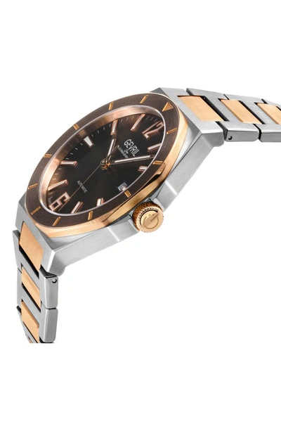 Gevril Men's High Line Automatic Watch Stainless Steel Case, Top Ring In Brown Sapphire Crystal, Two Toned In Two Tone