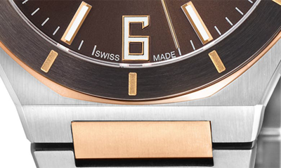 Gevril Men's High Line Automatic Watch Stainless Steel Case, Top Ring In Brown Sapphire Crystal, Two Toned In Two Tone