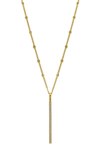 Shop Adornia 14k Gold Plated Pavé Cz Bar Pendant Necklace In Yellow