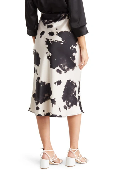 Renee C Cow Print Midi Skirt In Black