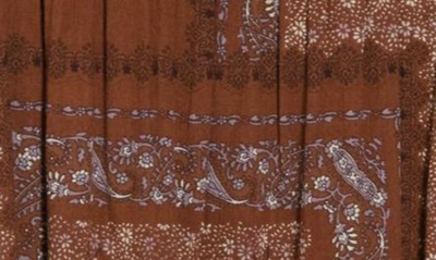 Renee C Off The Shoulder Floral Paisley Print Self Tie Top In Brown