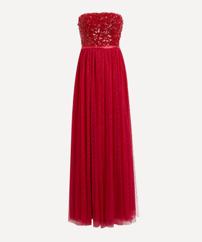 Shop Needle & Thread Women's Tempest Strapless Bodice Gown In Deep Red
