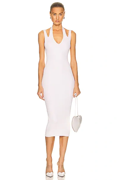 Alaïa Sleeveless Cutout Rib Midi Dress In Blanc