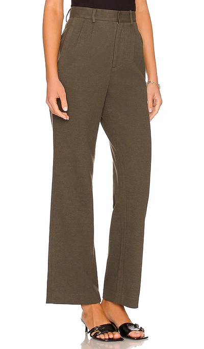 Shop Monrow Bonded Thermal Pleated Pant In Kale Green