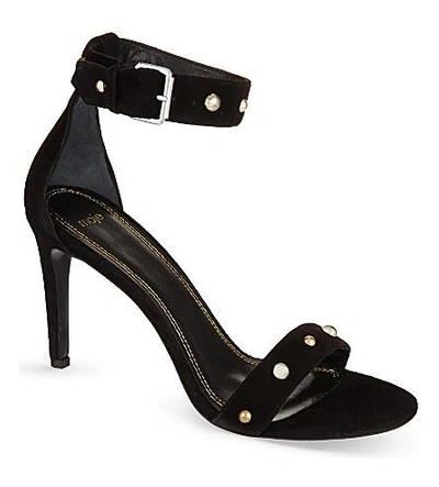 Shop Maje Falba Suede Heeled Sandals In Black