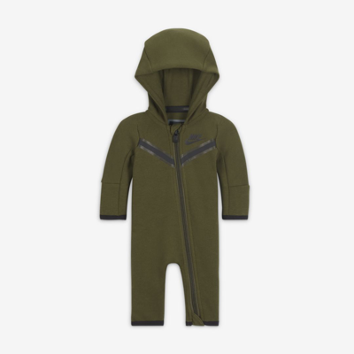 Shop Nike Sportswear Tech Fleece Baby (0-9m) Full-zip Coverall In Green