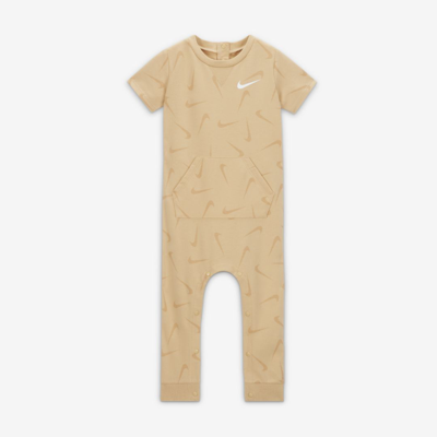 Shop Nike Baby (12-24m) Printed Short Sleeve Coverall In Brown