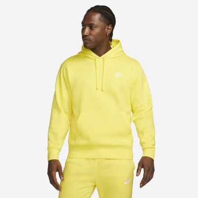 Shop Nike Men's  Sportswear Club Fleece Pullover Hoodie In Yellow