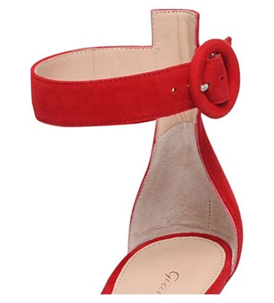 Shop Gianvito Rossi Como Suede Heeled Sandals In Red