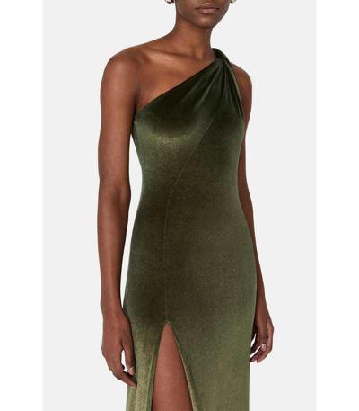 Shop Galvan Off Kilter Gown In Olive Green