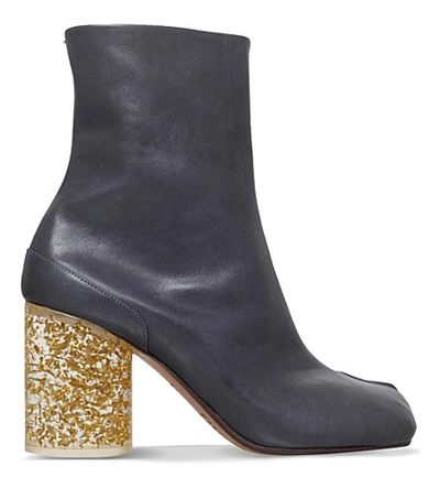 Maison Margiela Tabi Leather Ankle Boots In Navy