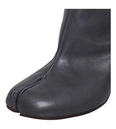 Shop Maison Margiela Tabi Leather Ankle Boots In Navy