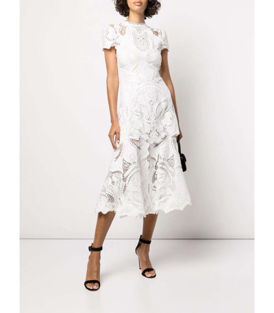 Shop Jonathan Simkhai Signature Laura Lace Midi Dress In White