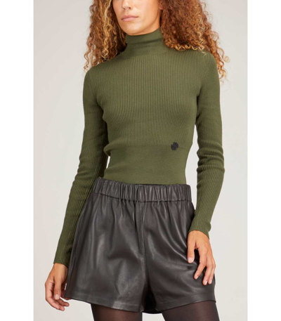 Shop Patou High Neck Rib Jumper In Loden In Green