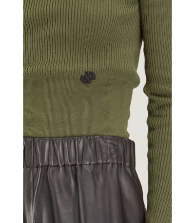 Shop Patou High Neck Rib Jumper In Loden In Green