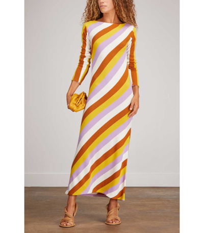 Shop La Doublej Knit Swing Dress In White Stripes In Multi