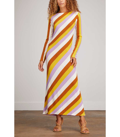 Shop La Doublej Knit Swing Dress In White Stripes In Multi