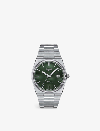 Shop Tissot Mens Green T1374071109100 Prx Powermatic 80 Stainless-steel Automatic Watch