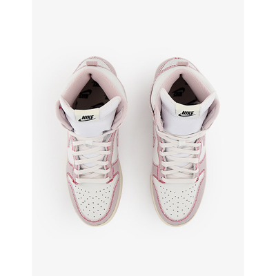 Shop Nike Men's Summit White Barely Rose Dunk High 1985 Brand-patch Woven High-top Trainers