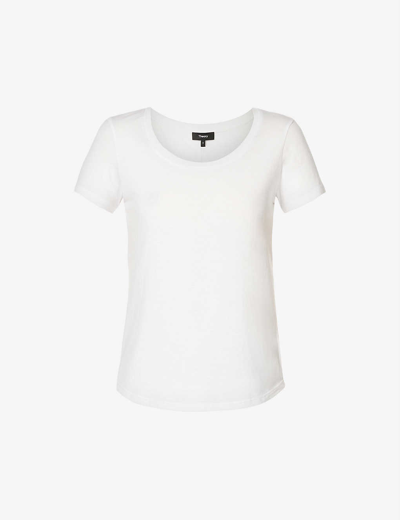 Shop Theory Scoop-neck Cotton-jersey T-shirt In White