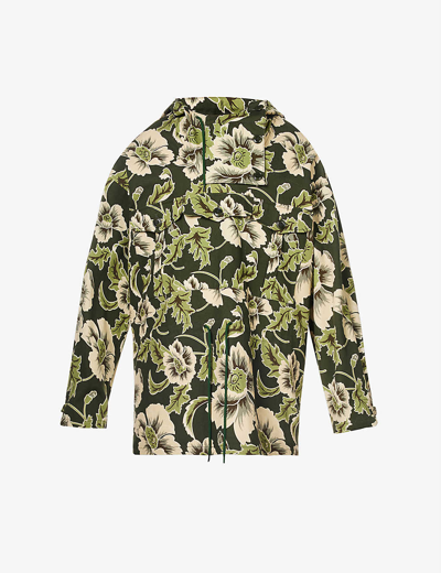 Shop Kenzo Jungle Camo Floral-print Cotton-canvas Jacket In Dark Khaki