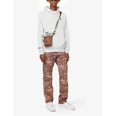 Shop Aape One Badge Brand-patch Cotton-blend Hoody In Heather White