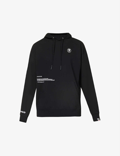 Shop Aape One Badge Brand-patch Cotton-blend Hoody In Black