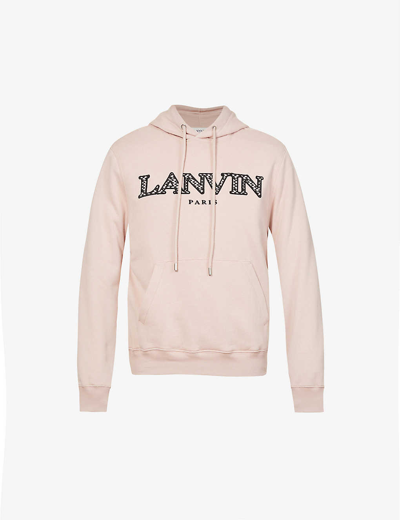 Shop Lanvin Curb Brand-embroidered Cotton-jersey Hoody In Rose Pale