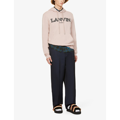 Shop Lanvin Curb Brand-embroidered Cotton-jersey Hoody In Rose Pale
