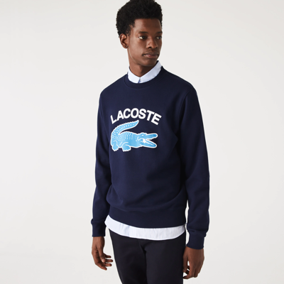 Shop Lacoste Men's Crocodile Print Crew Neck Sweatshirt - 4xl - 9 In Blue