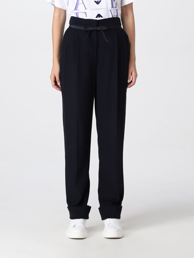 Shop Emporio Armani Trousers  Woman In Navy