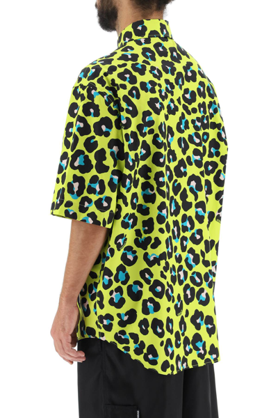 Shop Versace Daisy Leopard Shirt In Yellow