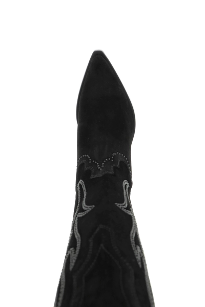 Shop Sonora Suede Leather Santa Fe Boots With Rhinestones In Black