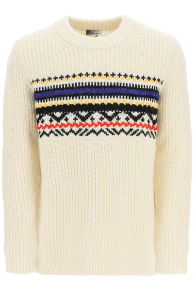 Shop Isabel Marant 'gerald' Jacquard Wool Sweater In White