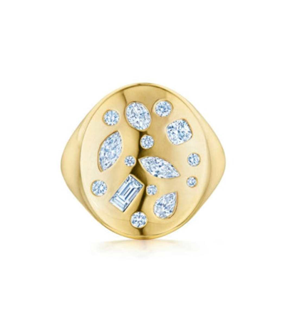 Shop Kwiat Diamond Cobblestone Signet Ring In Yellow Gold