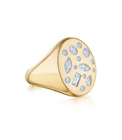 Shop Kwiat Diamond Cobblestone Signet Ring In Yellow Gold