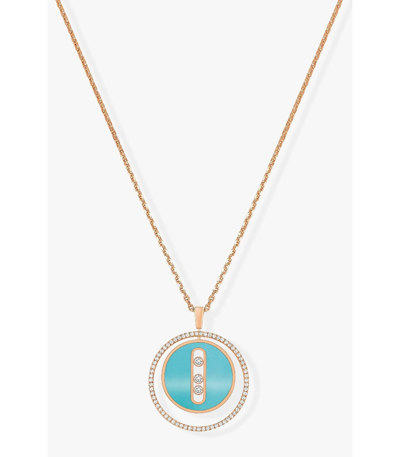 Shop Messika Turquoise Lucky Move Mm Necklace In Rose Gold